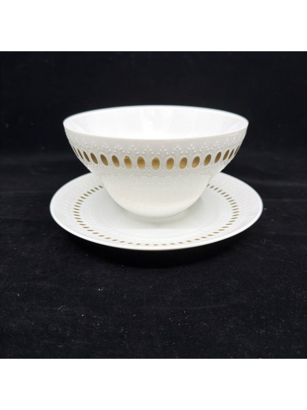 Rosenthal Continental R2035 Romance Gold Gravy Boat Attached Underplate Germany